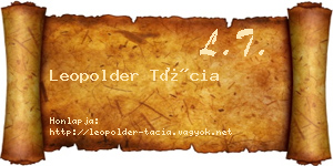 Leopolder Tácia névjegykártya